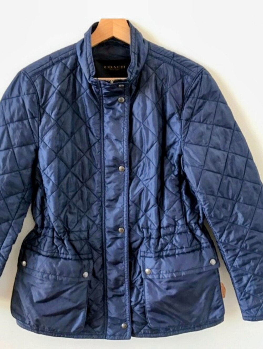 Classic COACH navy blue quilted jacket Medium